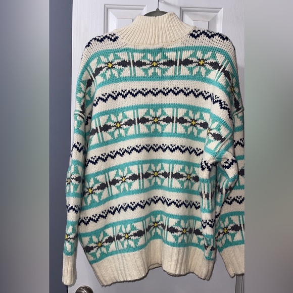 NWOT American Eagle AE Size L Oversized Fairisle Chunky Mock Neck Sweater - Picture 5 of 7